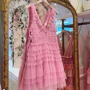 Loveshackfancy pink tulle dress Barbiecore